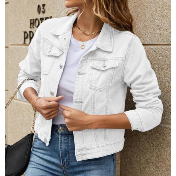 Women's Fashion Slim Lapel Candy Color Denim Jacket 84