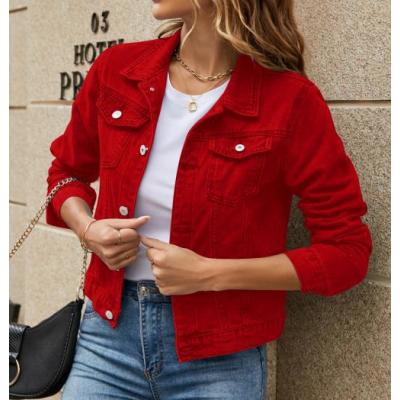 Women's Fashion Slim Lapel Candy Color Denim Jacket 84