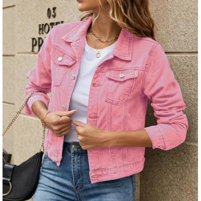 Women's Fashion Slim Lapel Candy Color Denim Jacket 84