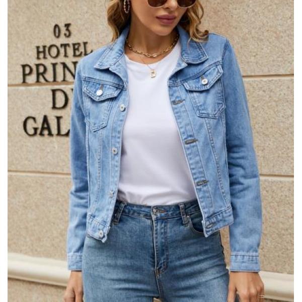 Women's Fashion Slim Lapel Candy Color Denim Jacket 84