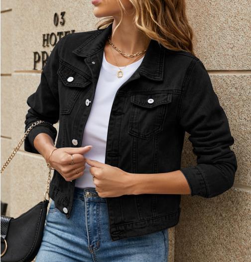 Women's Fashion Slim Lapel Candy Color Denim Jacket 84