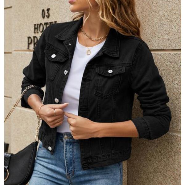 Women's Fashion Slim Lapel Candy Color Denim Jacket 84