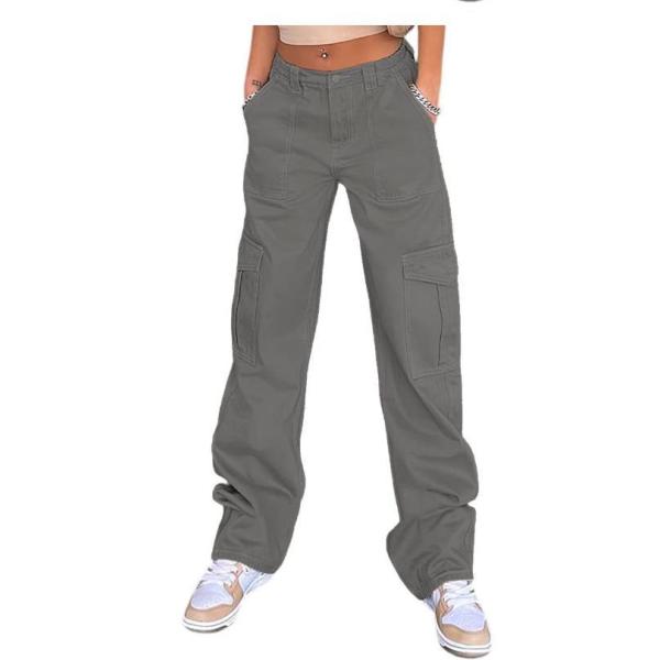 women's high waist elastic waist multi pocket overalls 48