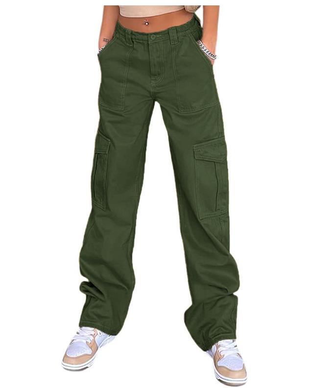 women's high waist elastic waist multi pocket overalls 48