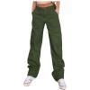 women's high waist elastic waist multi pocket overalls 48