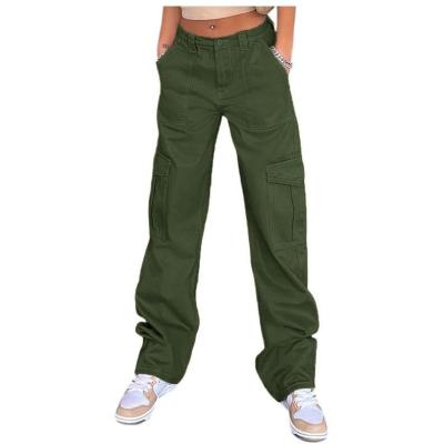 women's high waist elastic waist multi pocket overalls 48