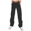 women's high waist elastic waist multi pocket overalls 48