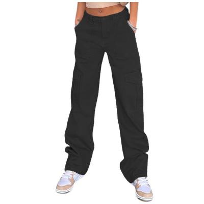 women's high waist elastic waist multi pocket overalls 48