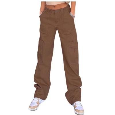 women's high waist elastic waist multi pocket overalls 48