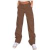 women's high waist elastic waist multi pocket overalls 48