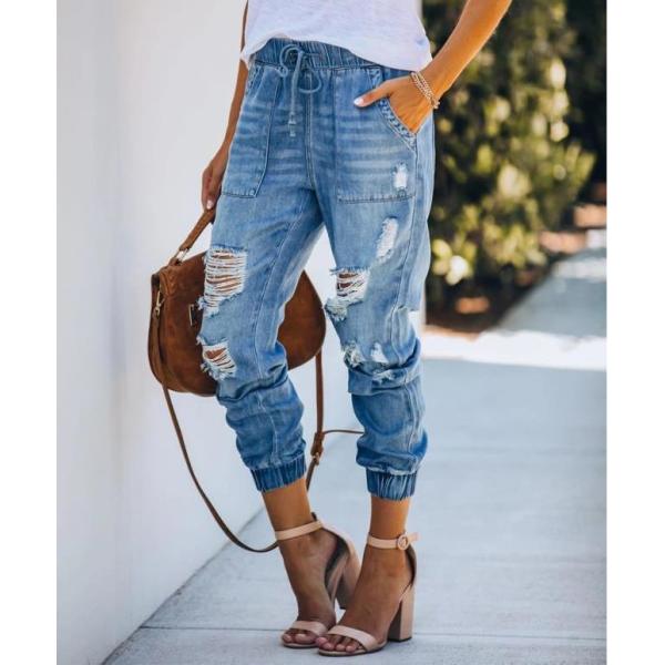 women's high waist slim ripped loose jeans 103