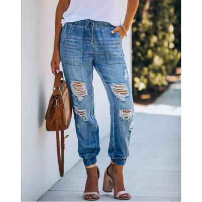 women's high waist slim ripped loose jeans 103