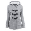 Women's Horn Button Coat Thick Hooded Blended Cotton Jacket 31 