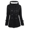 Women's Horn Button Coat Thick Hooded Blended Cotton Jacket 31 