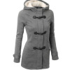 Women's Horn Button Coat Thick Hooded Blended Cotton Jacket 31 