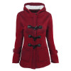 Women's Horn Button Coat Thick Hooded Blended Cotton Jacket 31 