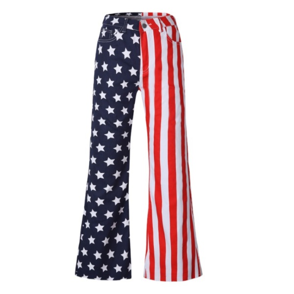 Women's Independence Day Flag Print Flared Jeans 14