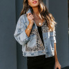 women's long sleeve leopard pattern stitching coat 53