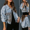 women's long sleeve leopard pattern stitching coat 53