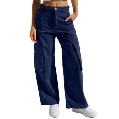 women's multi pocket overall casual pants 79
