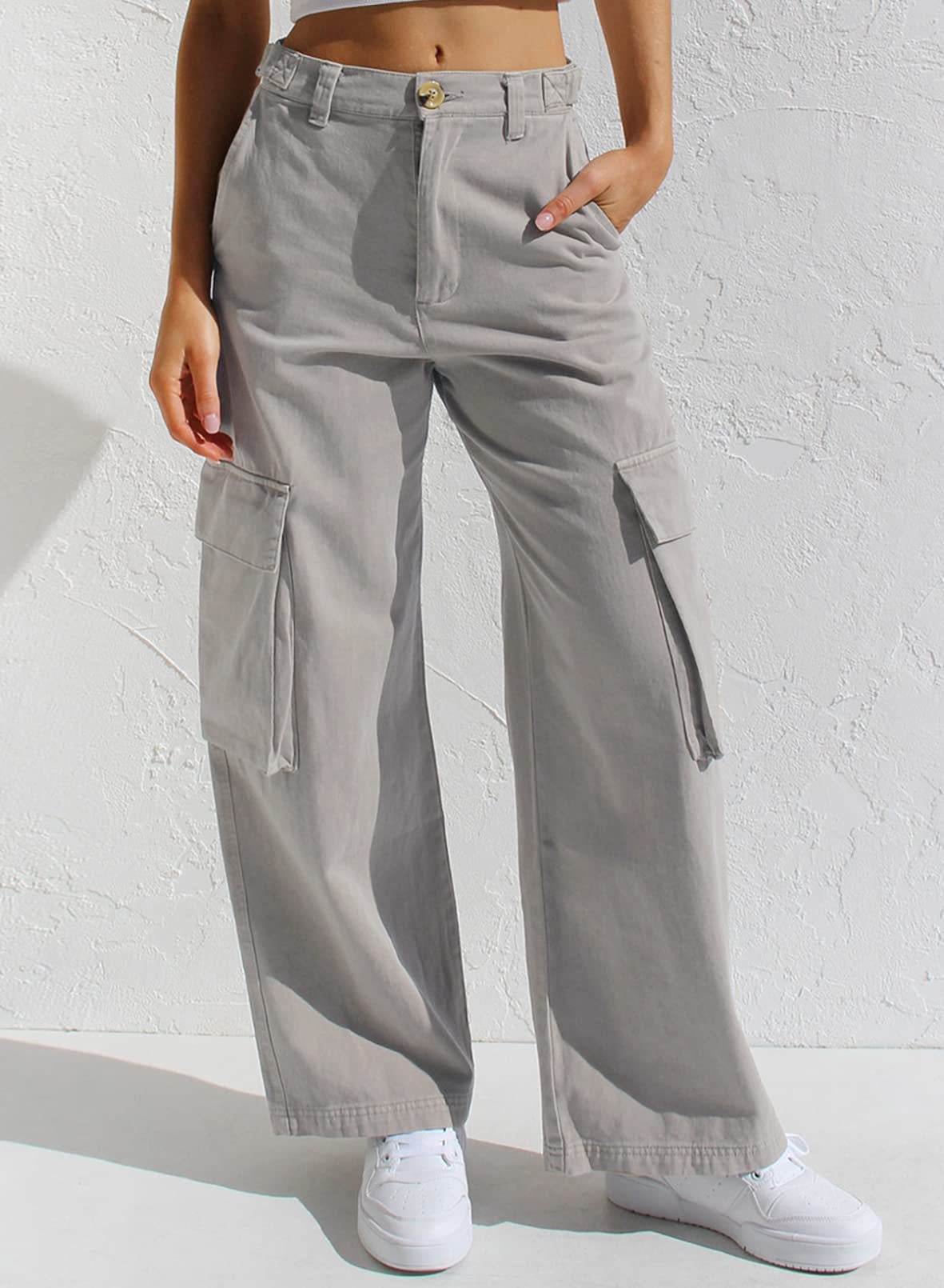 women's multi pocket overall casual pants 79