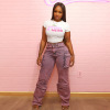 Women's multi-pocket trendy street workwear style trousers 78