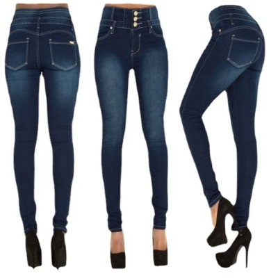 Women's New High Waist Slim Elastic Plus Size Small Feet Jeans 12