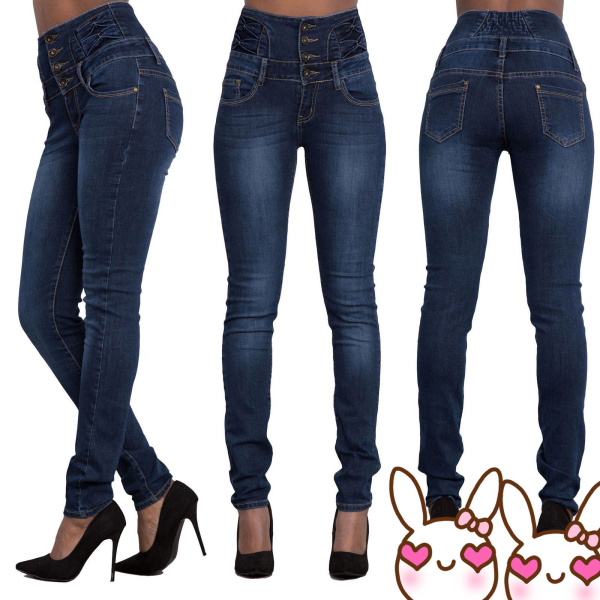 Women's New High Waist Slim Elastic Plus Size Small Feet Jeans 12