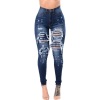 Women's new style ripped high waist elastic jeans pencil pants 42
