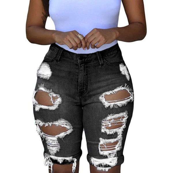 women's personality ripped jeans five minutes pants 64