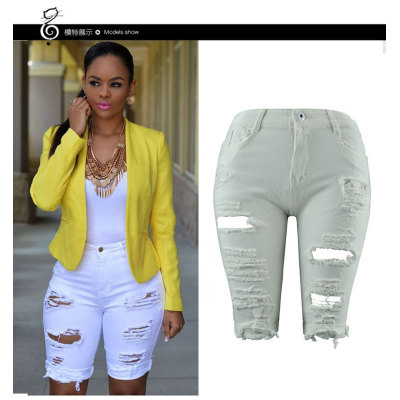 women's personality ripped jeans five minutes pants 64
