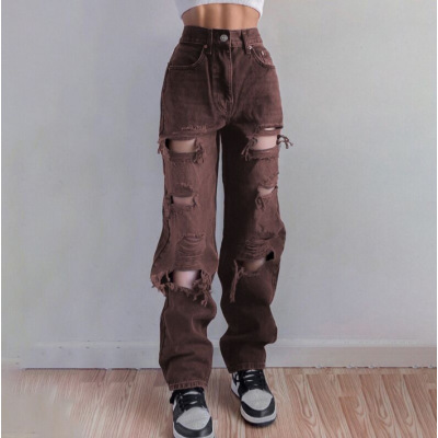 Women's Ripped Jeans Straight Loose Jeans 88