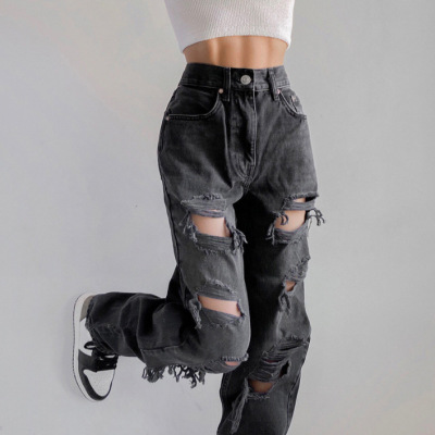 Women's Ripped Jeans Straight Loose Jeans 88