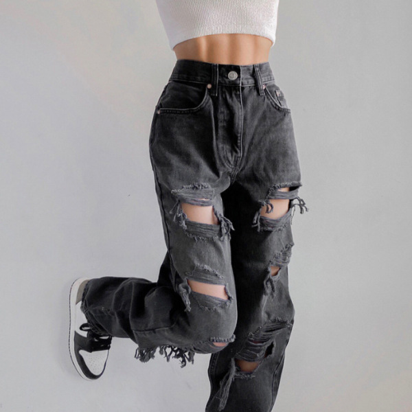 Women's Ripped Jeans Straight Loose Jeans 88