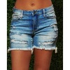 Women's ripped tassel high elastic denim shorts 41