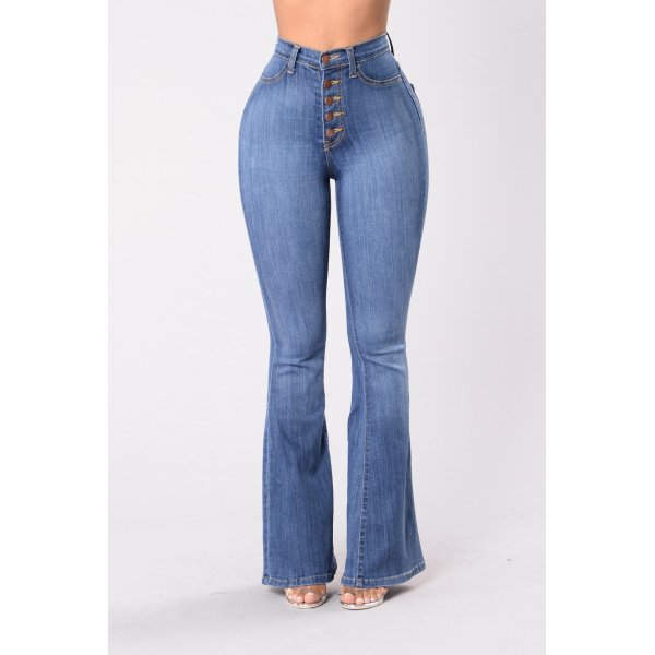 women's slim high waist hip denim flared pants 38
