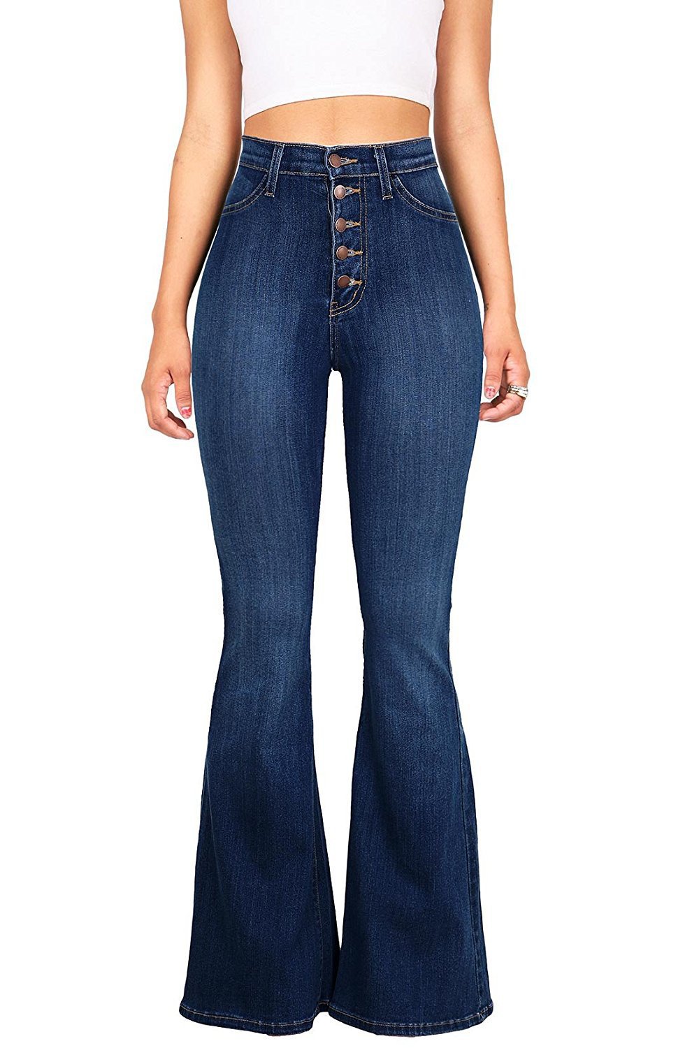 women's slim high waist hip denim flared pants 38