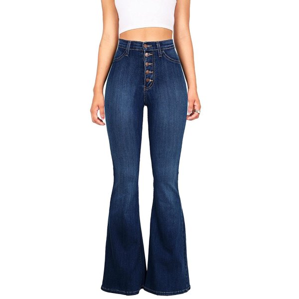 women's slim high waist hip denim flared pants 38