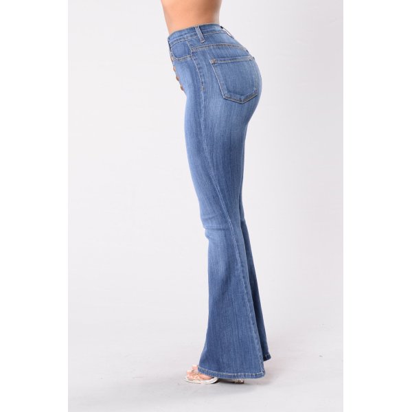 women's slim high waist hip denim flared pants 38