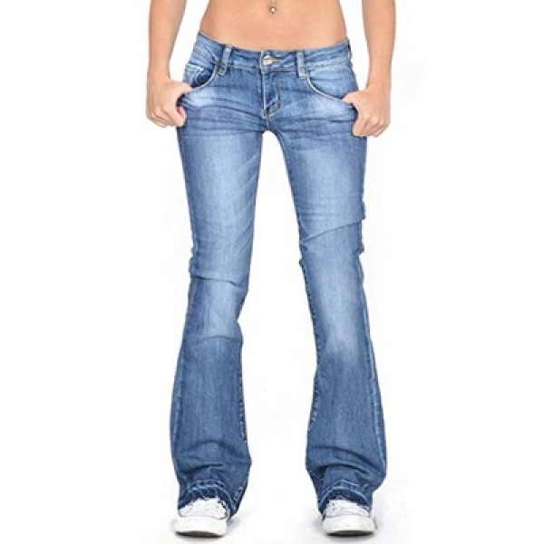 women's slim ripped jeans flared trousers 91