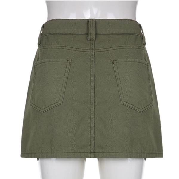 women's solid color low waist slim package hip skirt 120