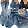 women's thick thread embroidered mid waist jeans 47