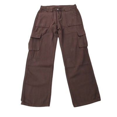 Women's trousers solid color pocket splicing basic casual loose 90