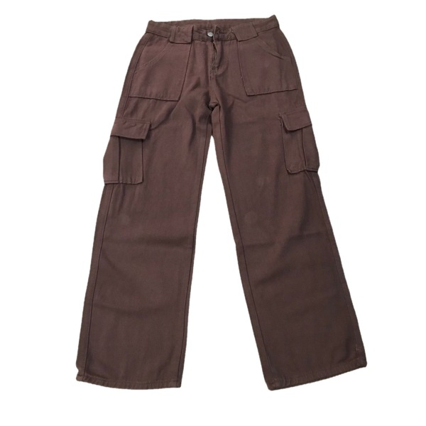 Women's trousers solid color pocket splicing basic casual loose 90